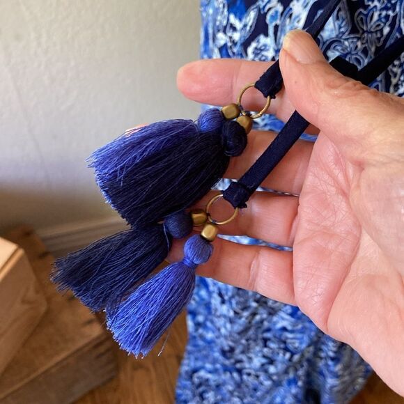 Lucky 🍀 Brand Indigo Floral Boho Maxi Dress Women’s XS - Picture 6 of 12